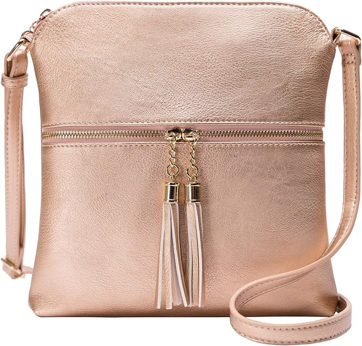 Solene Womens Lightweight Medium Crossbody Purse with Tassel, Perfect Size Crossbody Bags for Dai... | Amazon (US)