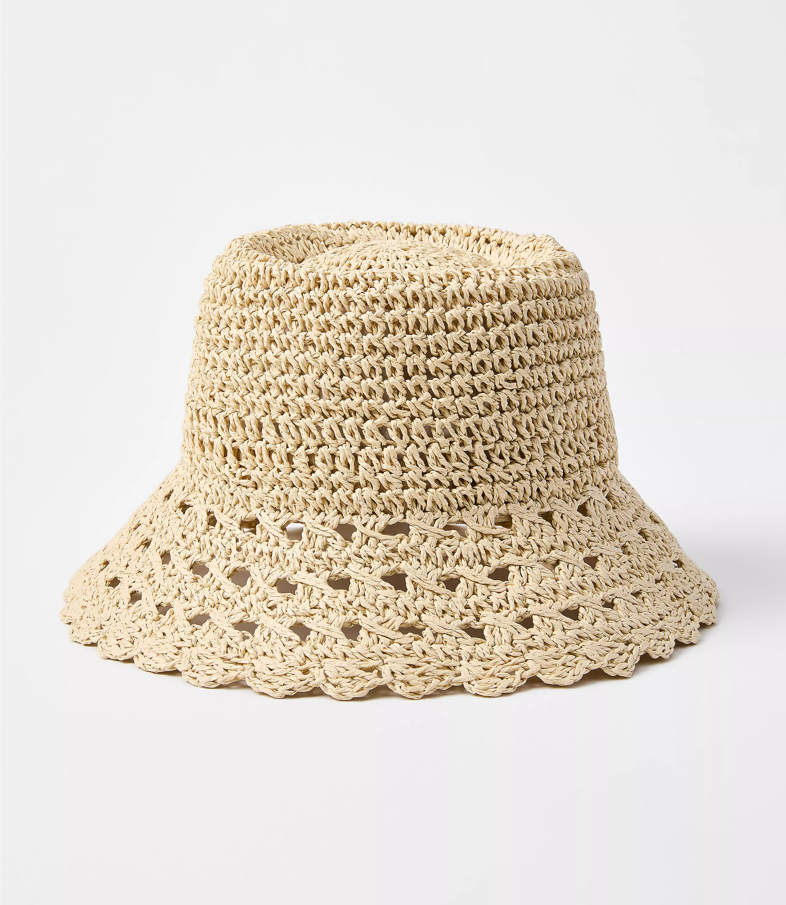 LOFT Beach Scalloped Straw Bucket Hat | LOFT
