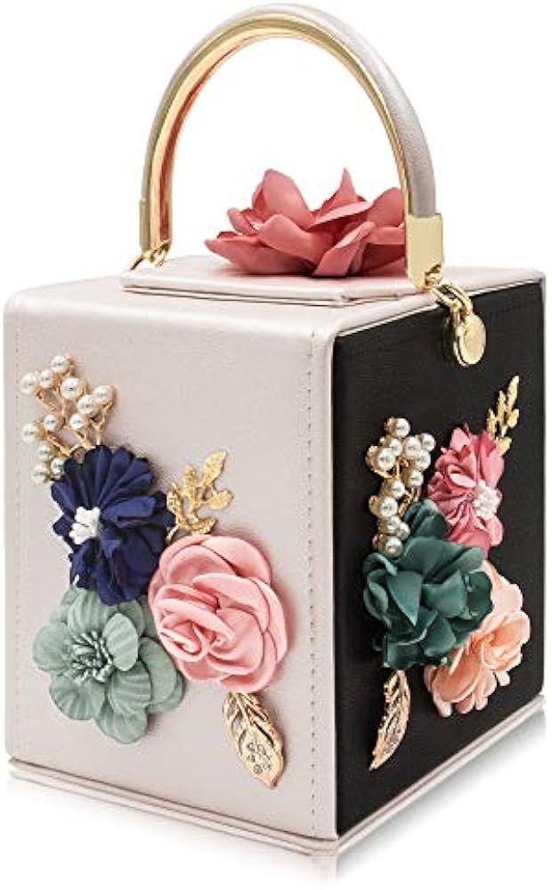 Milisente Evening Clutch Bag for Women Floral Square Box Evening Bags Crossbody Shoulder handBags... | Amazon (US)