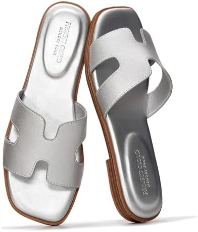 Project Cloud 100% Genuine Leather Sandals for Women 2026 - Fashion Flat Womens Sandals with Memo... | Amazon (US)