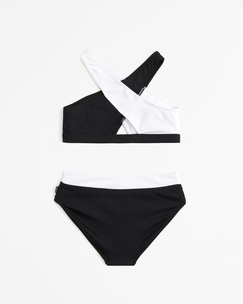 high-neck wrap-front two-piece swimsuit | Abercrombie & Fitch (US)