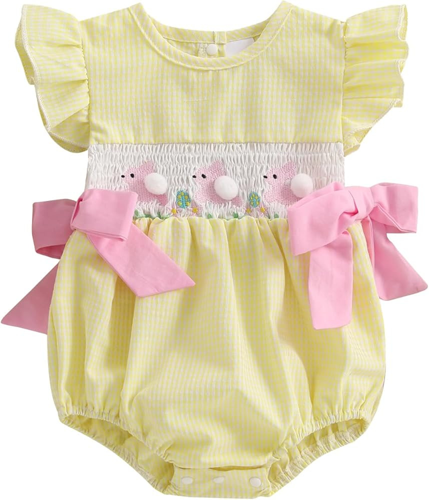 My First Christmas Baby Girl Outfit Infant Plaid Bubble Romper Shamrock Embroidery Irish Day Spri... | Amazon (US)