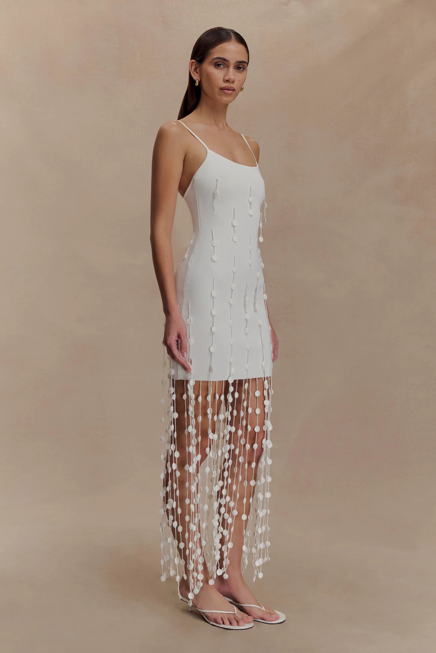 Tove Hand Knit Flower Mini Dress - White | MESHKI US