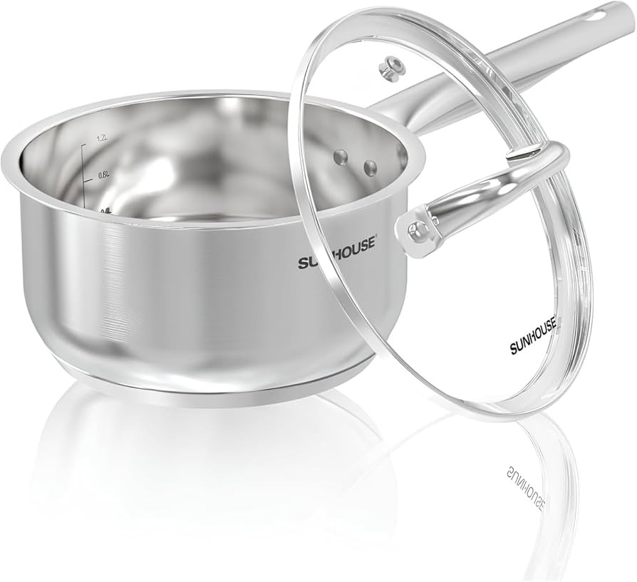 Sunhouse – 2 Quarts Stainless Steel Sauce Pan with Lid - PFOA-FREE, High Stainless Steel Sauce ... | Amazon (US)