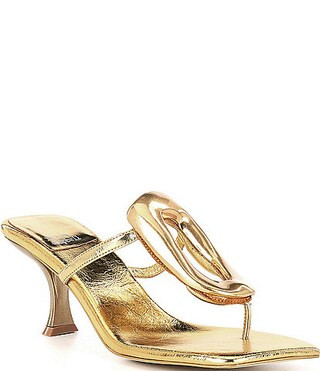 Jeffrey Campbell Linq Leather Gold Hardware Thong Sandals | Dillard's | Dillard's