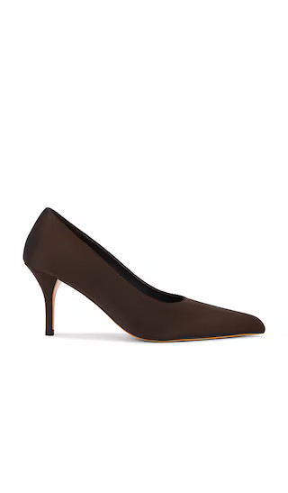 Chloe Pump in Chocolate Satin | Revolve Clothing (Global)