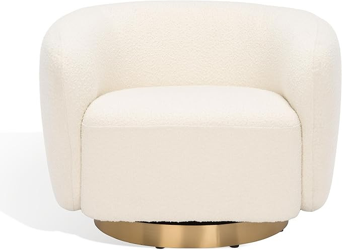SAFAVIEH Couture Collection Bernard Ivory/Gold Boucle Swivel Accent Chair (Fully Assembled) | Amazon (US)