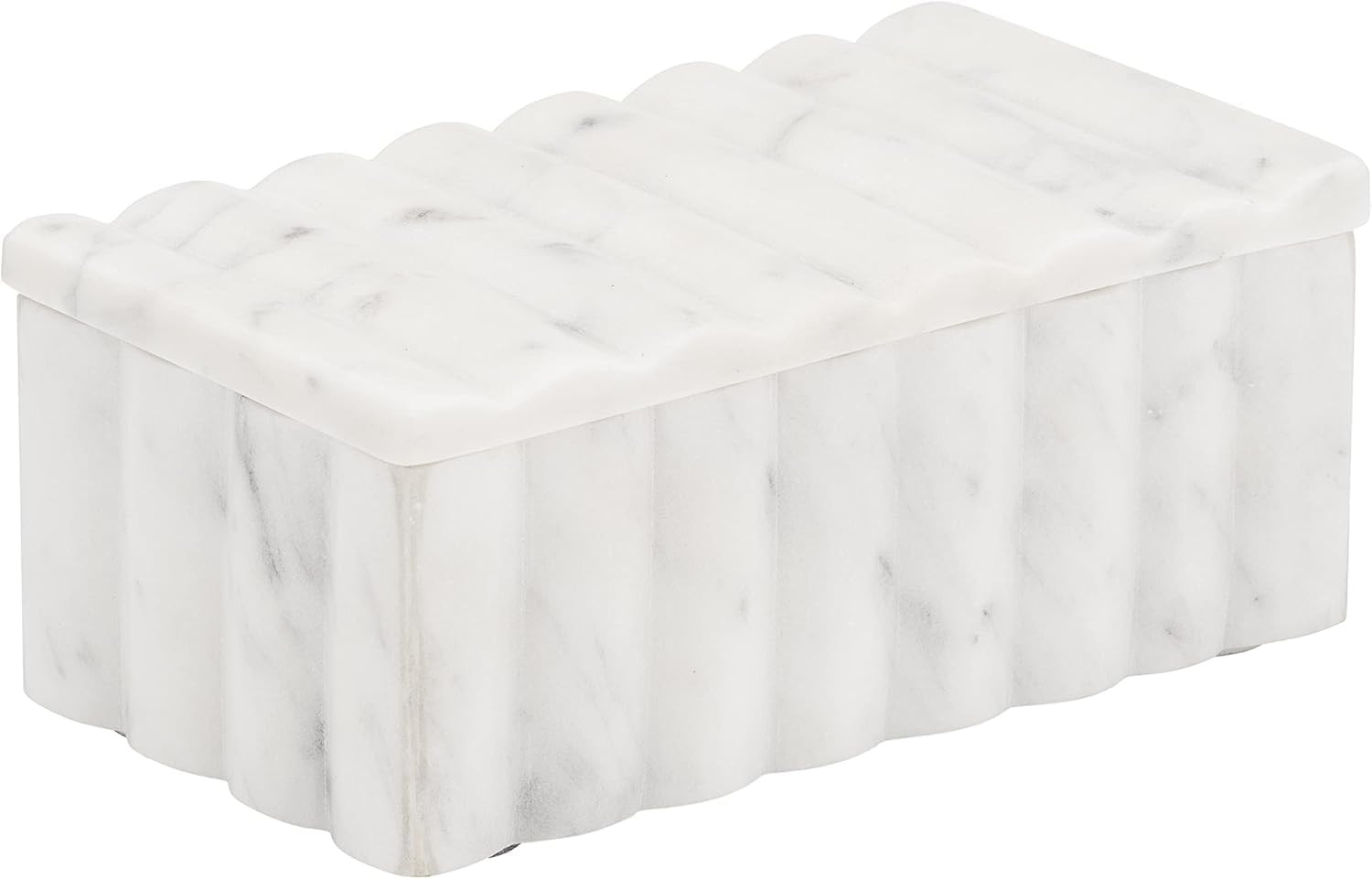 Marble Decorative Storage Box with Lid – Sculpted Fluted Home Organizer Keepsake Boxes for Jewe... | Amazon (US)