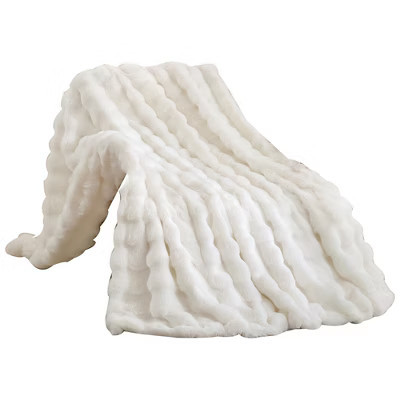 Itopfox Ultra-Soft Faux Fur Throw Blanket, Cream White Fluffy Cozy Rabbit Fleece, Plush Soft Bubble Blanket for Sofa & Bed, Warm Fuzzy Home Decor | Target