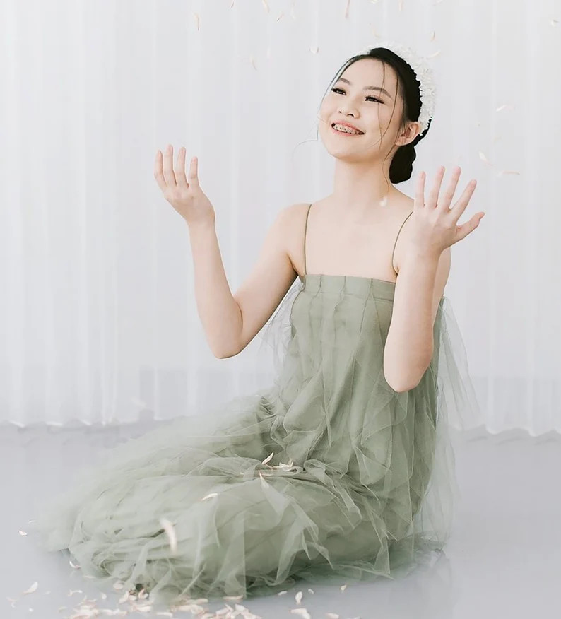 Women Tulle Long Dress Ruffle Tulle Prewedding Simple Elegant | Etsy | Etsy (US)