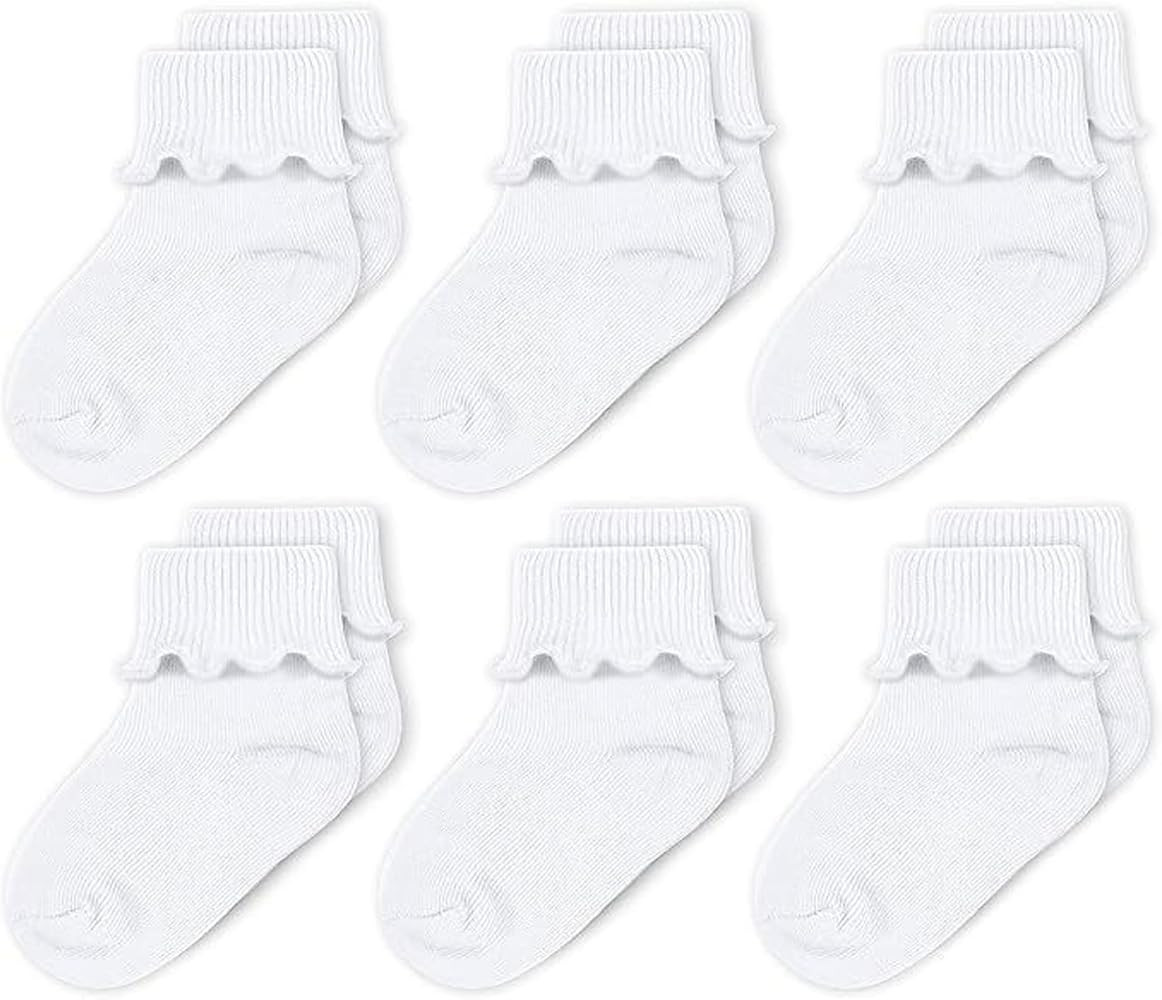 CozyWay Baby Ruffle Socks Baby Girl Turn Cuff Ankle Comfy Cotton Socks Infant - 6 Pack | Amazon (US)