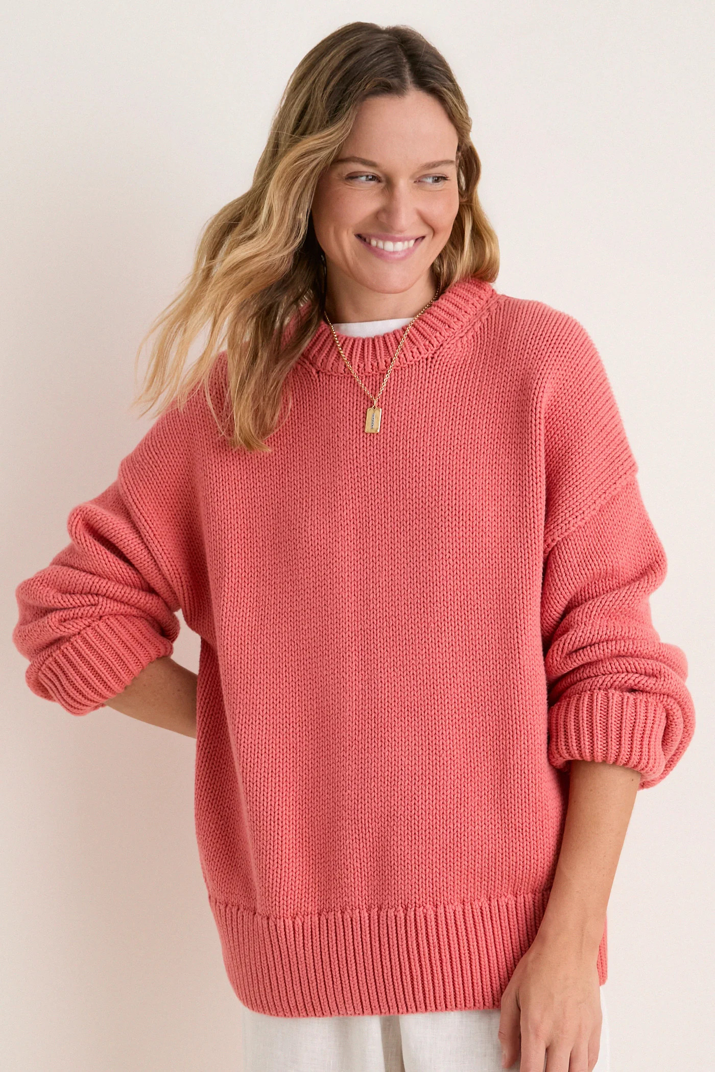 Ivory and Navy Stripe Cotton Genevieve Crewneck Sweater | Tuckernuck (US)