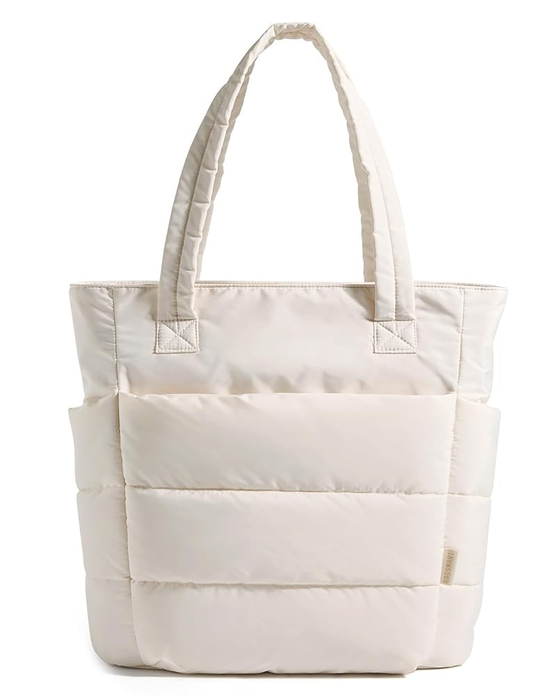 BAGSMART Tote Bag for Women, Lightweight Puffy Tote Bag with Compartments Quilted Shoulder Bag Ha... | Amazon (US)