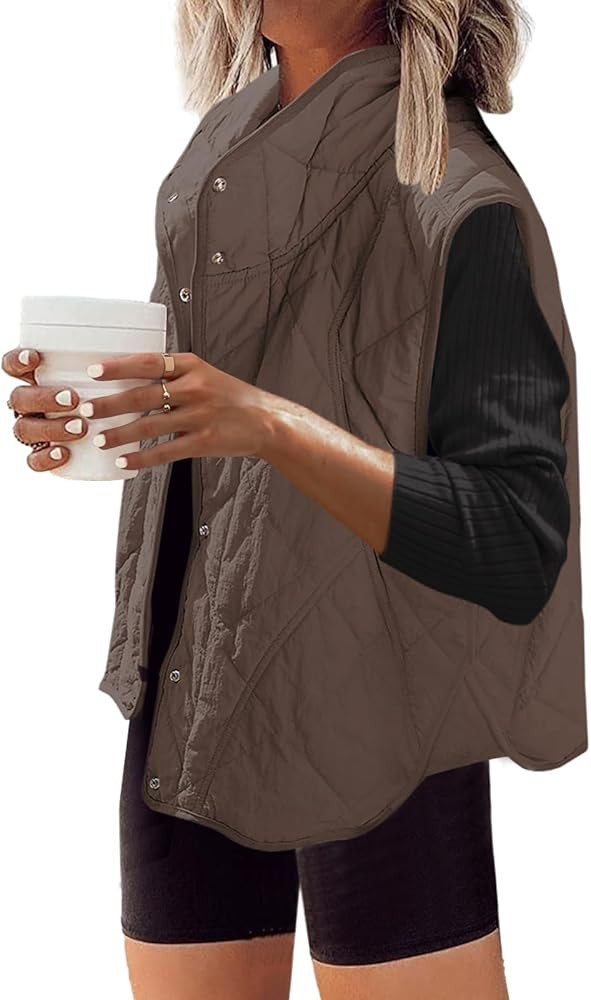 SENSERISE Womens Quilted Vest Athletic Lightweight Vests Stand Collar Button Down Padded Outwear ... | Amazon (US)