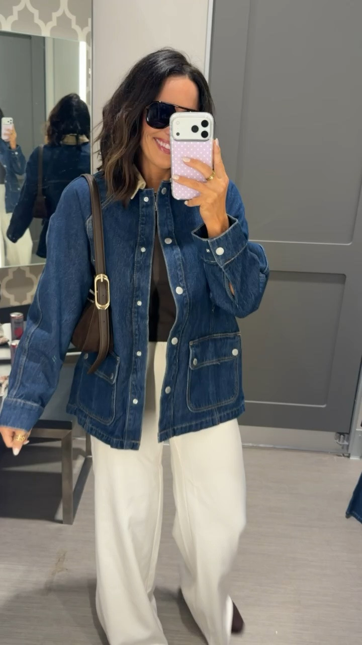 this Target outfit looks SO much more expensive than it actually is 😍 the denim jacket with the cream pants is such a good find for fall!

size small! 

@Target 

#TargetFinds #TargetFashion #TargetStyle #TargetOutfit #FallFashion #FallOutfit #AffordableFashion #LTKFinds #LTKStyle
