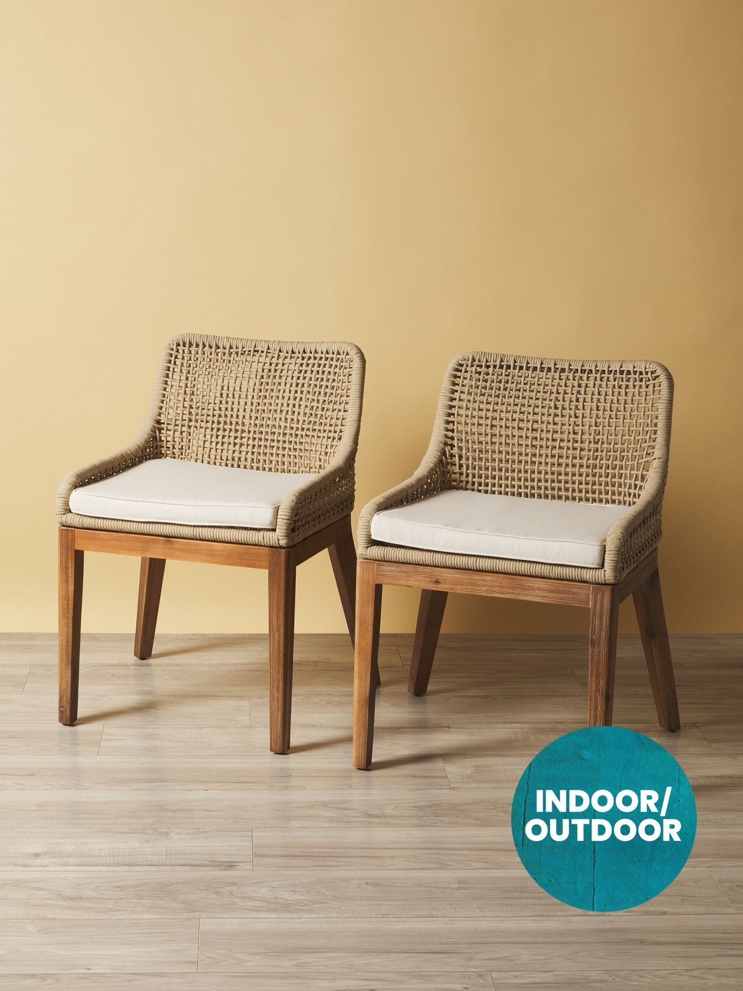 2pk 30in Rope Woven Back Dining Chairs | HomeGoods