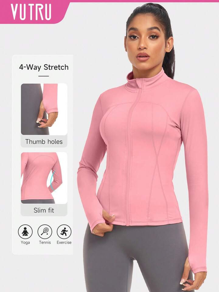 VUTRU 1pc Women Sports Jacket With Thumb Hole, Slim Fit For Running And Yoga | SHEIN