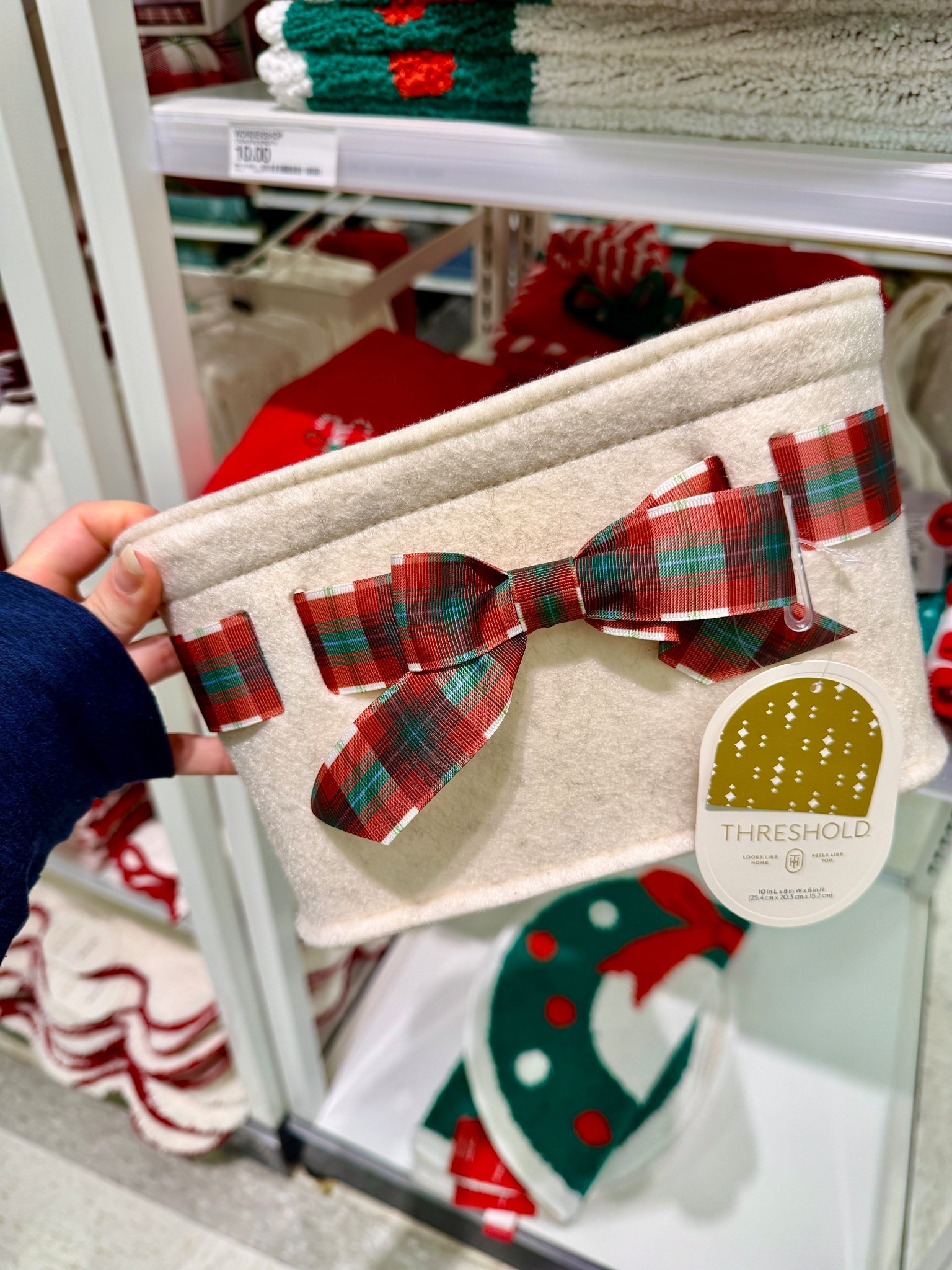 Felt baskets at Target are such a popular pick this season. Perfect for brr baskets, gift baskets and holiday gifting. They also make really cute home decor storage for small items like books, toys, gloves, craft supplies and entryway organization. The one in my photo has the red plaid bow, and I linked more colors and styles too.

🎁 Sturdy felt design
🎁 Holiday bow detail
🎁 Great for gifting and organizing
🎁 6 in H x 10 in W x 8 in D
🎁 Neutral and seasonal color options

So versatile and such a cute touch for the holidays.

#targetfinds #targethome #feltbasket #giftbasketideas #brrbasket #holidaygifts #holidaydecor #homedecorstorage #ltkhome #ltkholiday #cozyhome 

#LTKCyberWeek #LTKFindsUnder50 #LTKGiftGuide