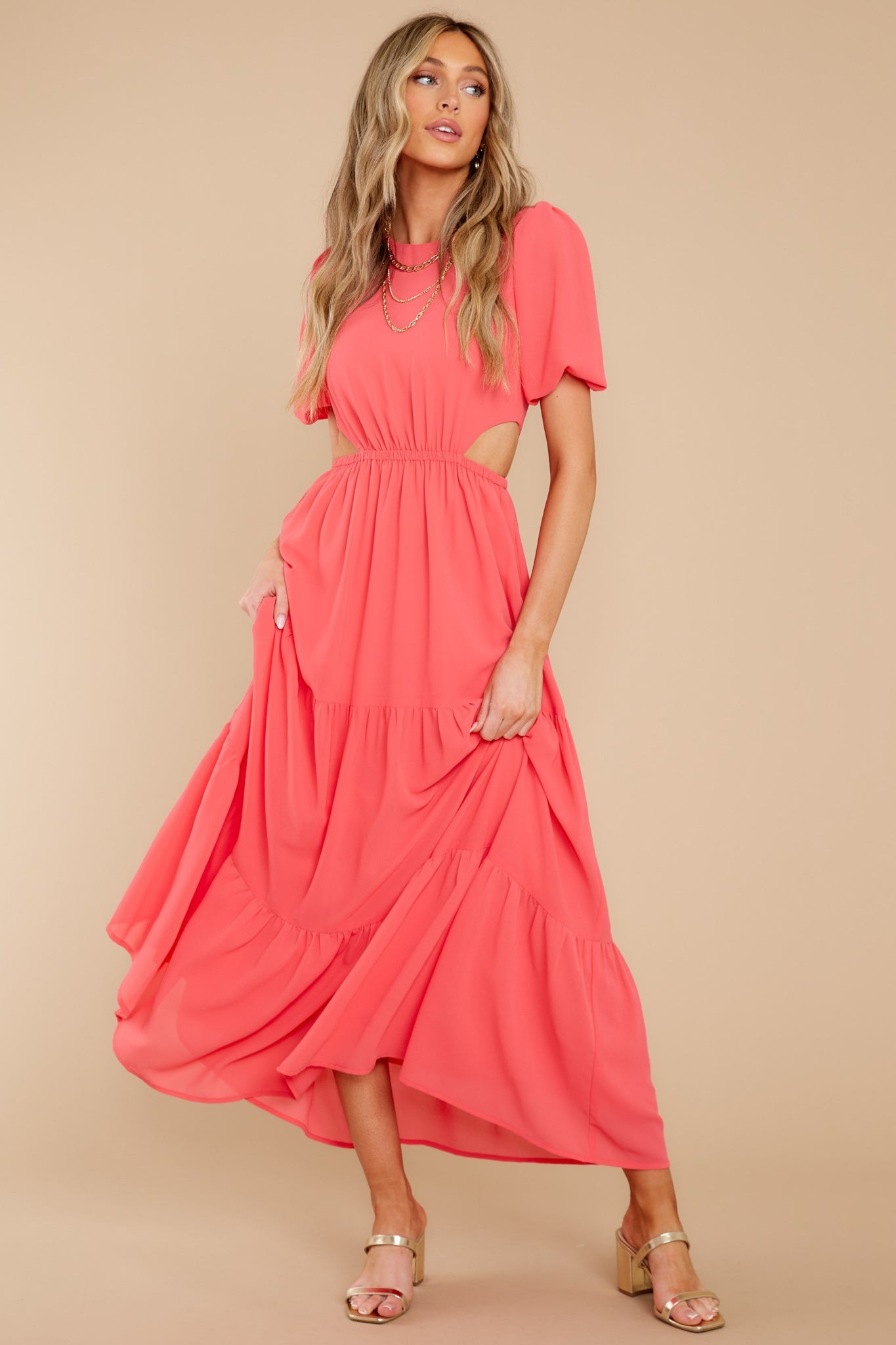 Enjoy The Sunshine Coral Maxi Dress | Red Dress 