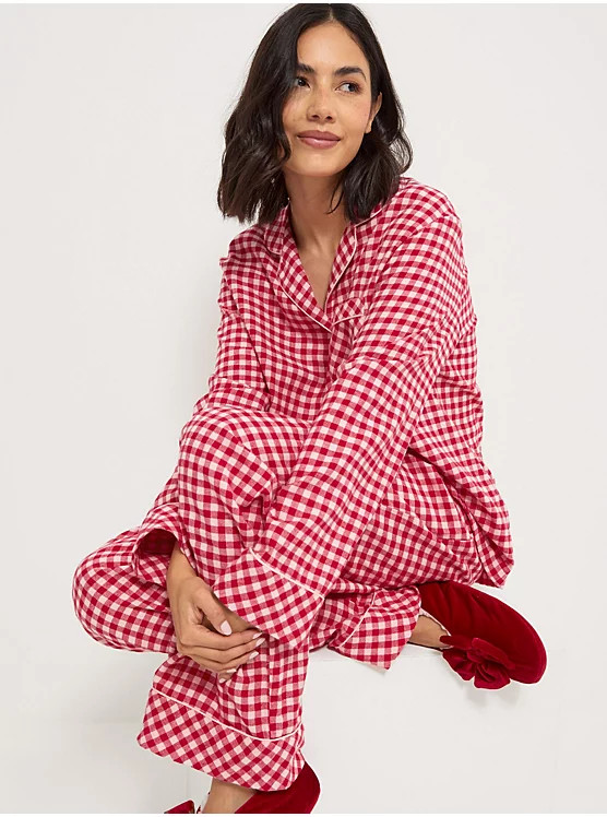 Red Gingham Long Sleeve Shirt Pyjamas | George