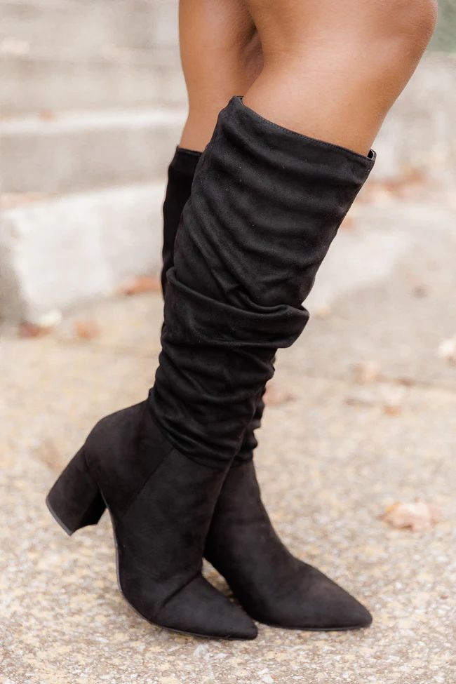 Sloane Black Block Heel Tall Boots | Pink Lily
