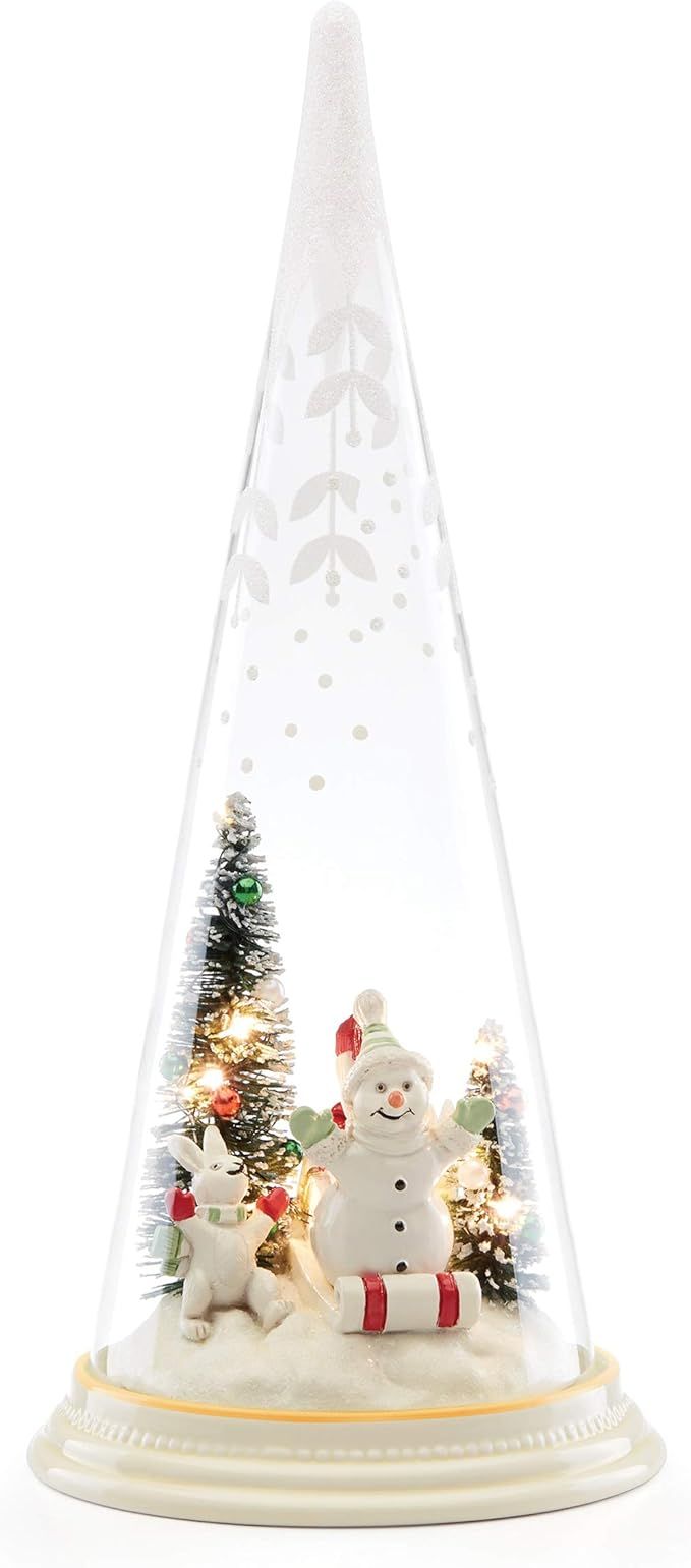 Lenox Merry & Magic Light-Up Sledding Snowman Glass Cone, 1.50 LB, Multi | Amazon (US)