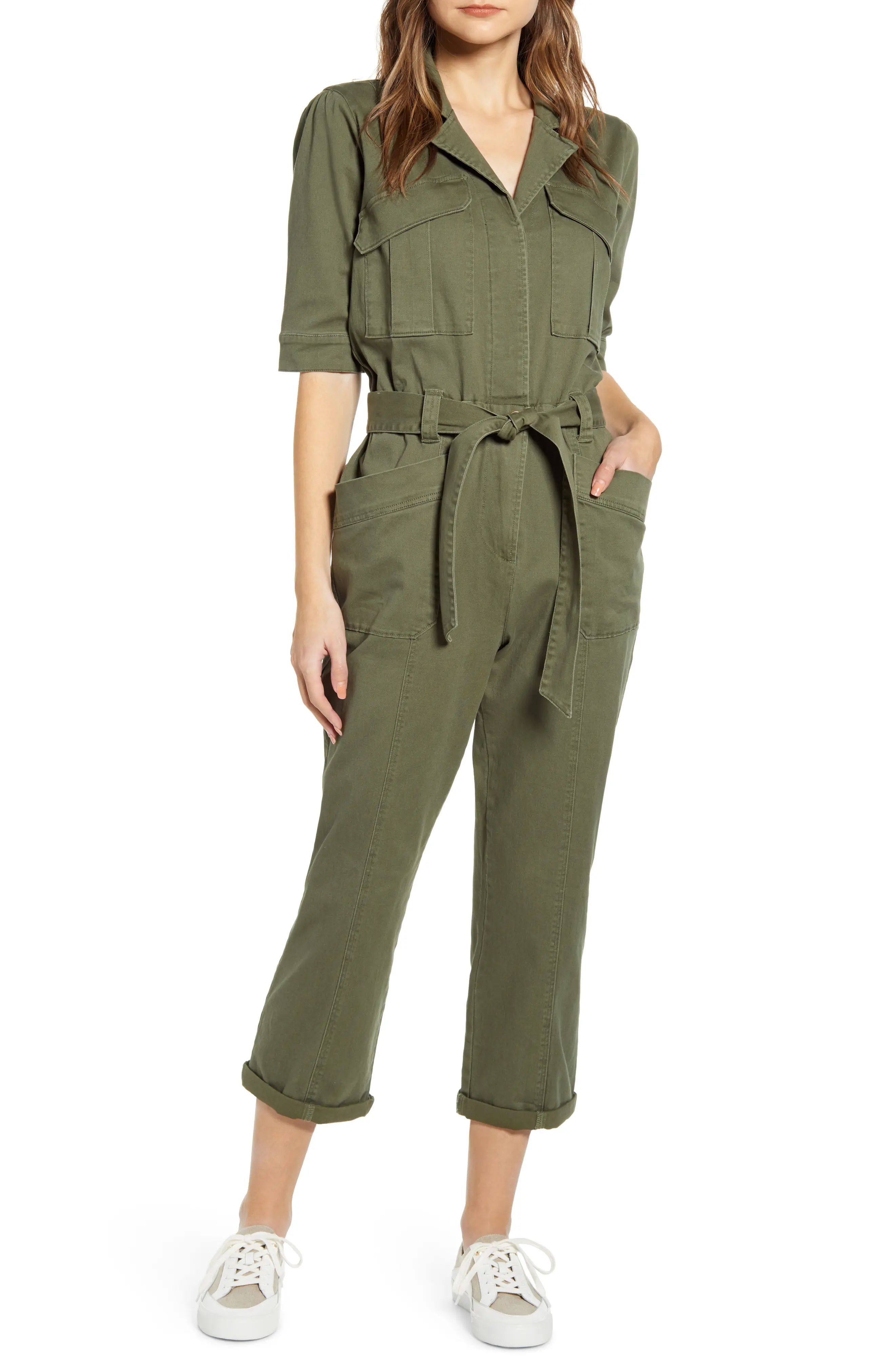 Women's Wit & Wisdom Stretch Cotton Utility Jumpsuit, Size Small - Green (Nordstrom Exclusive) | Nordstrom