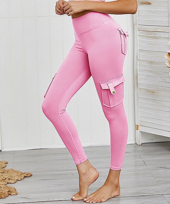 Gaovot Women's Yoga Pants pink - Pink Army-Pocket High-Waist Yoga Pants - Women | Zulily