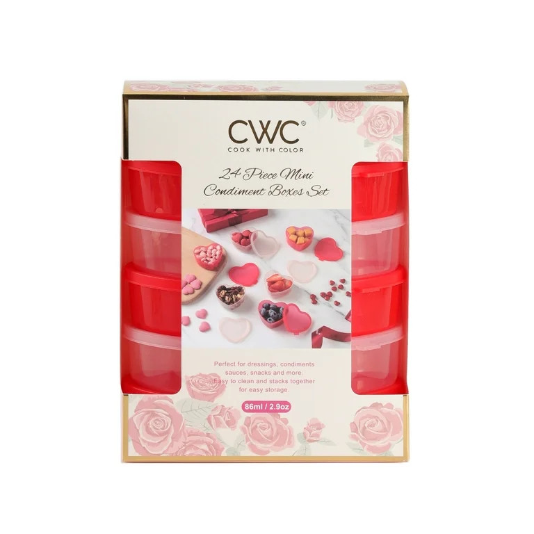 Cook with Color, Mini Snack Containers with Lids, Red and Pink, Reusable Food Storage Set, 24 Pie... | Walmart (US)