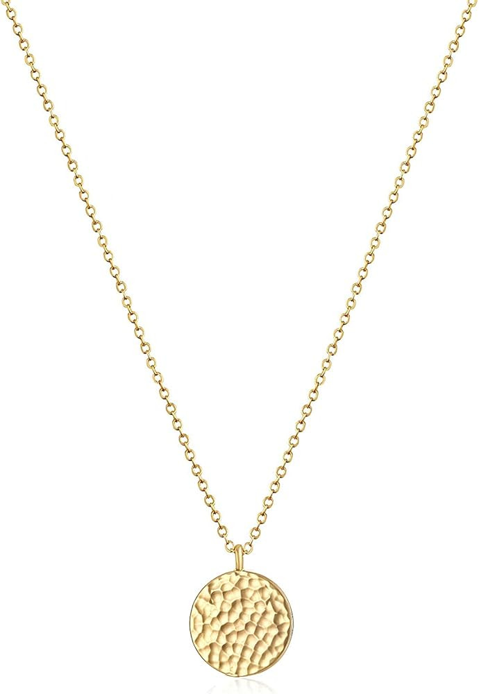 Fettero Women Moon Necklace Hammered Coin Full Karma Circle New Crescent Moon Phase Pendant Daint... | Amazon (US)