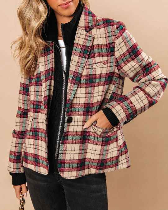 Good Tidings Pocketed Plaid Blazer | VICI Collection