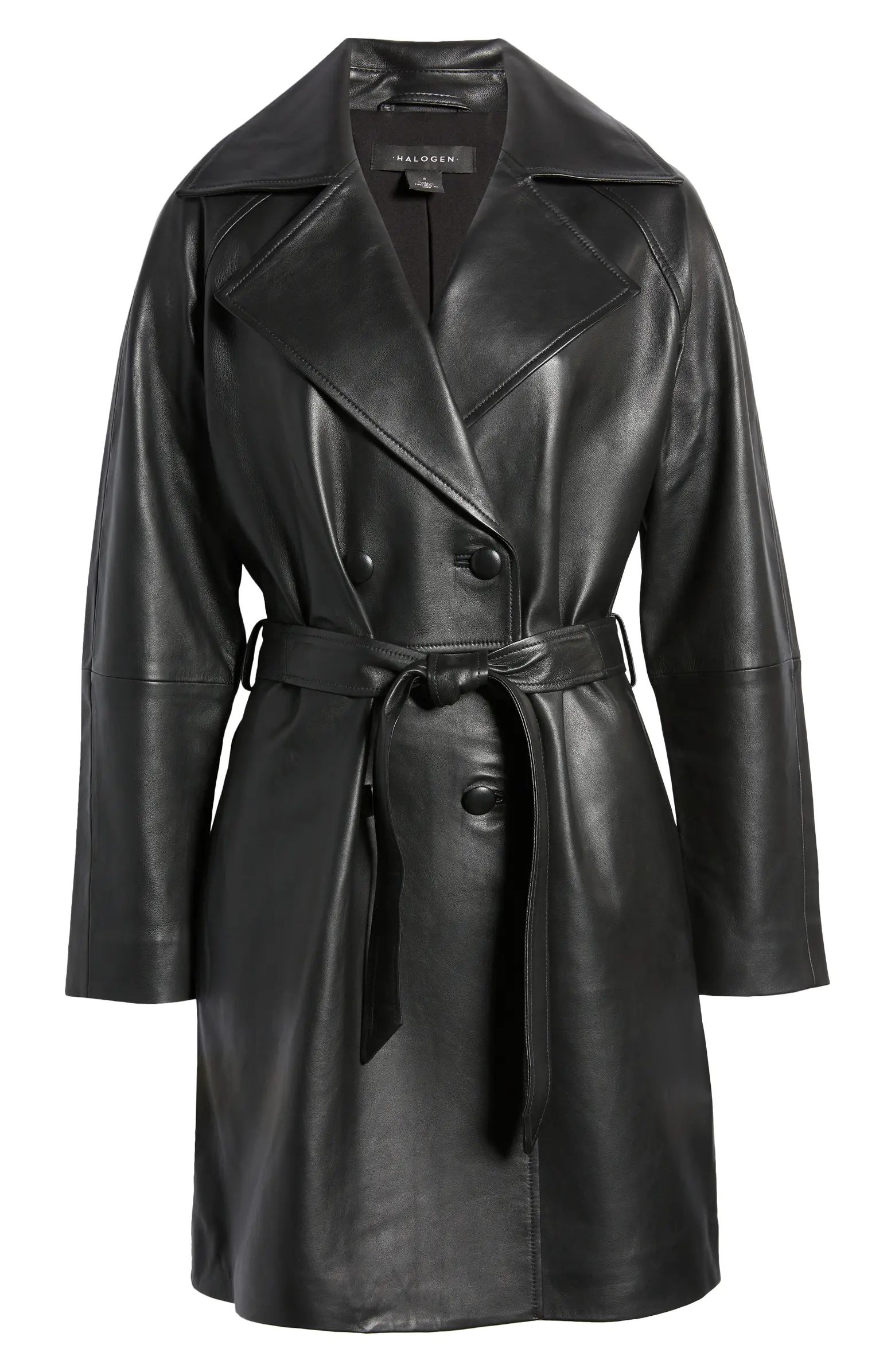 Double Breasted Leather Trench Coat | Nordstrom