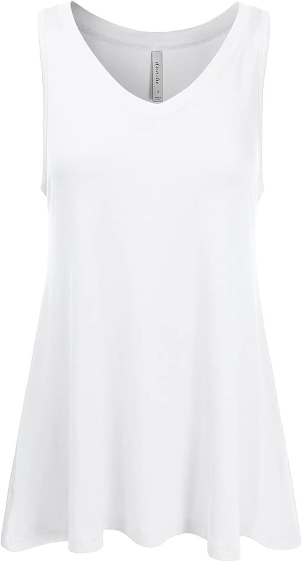 danibe Women's Sleeveless V-Neck Flowy Blouse Tunic Top Soft Shirts (S-XXL) | Amazon (US)