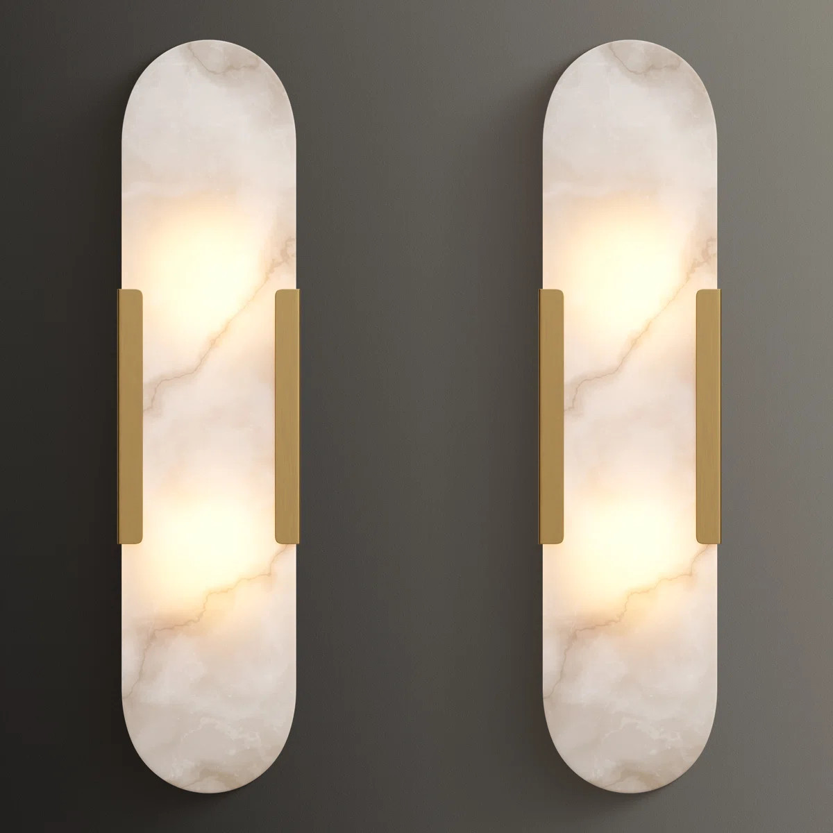 Anjuta Brass/ Natural Alabaster Wall Sconces for Bathroom (Set of 2) | Wayfair North America