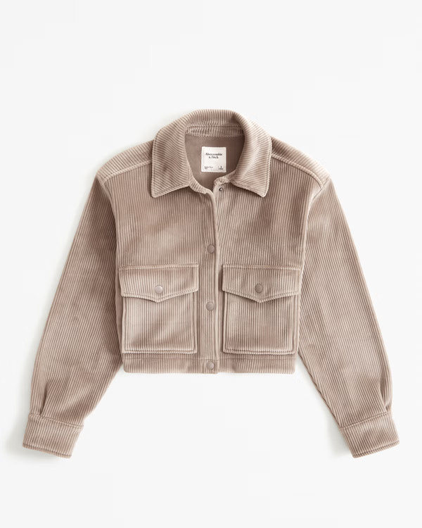 Women's Cropped Corduroy Velour Shirt Jacket | Women's Coats & Jackets | Abercrombie.com | Abercrombie & Fitch (US)