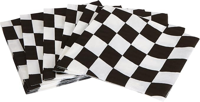 Creative Converting 660944 Lunch Napkins, 18 Count , Black and White Check | Amazon (US)