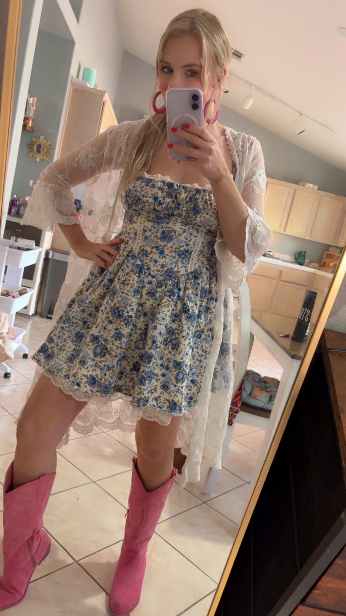 Spring outfit of the day target floral wild fable dress and pink cowboy boots 💗

#LTKootd #LTKMothersDay #LTKmomlife