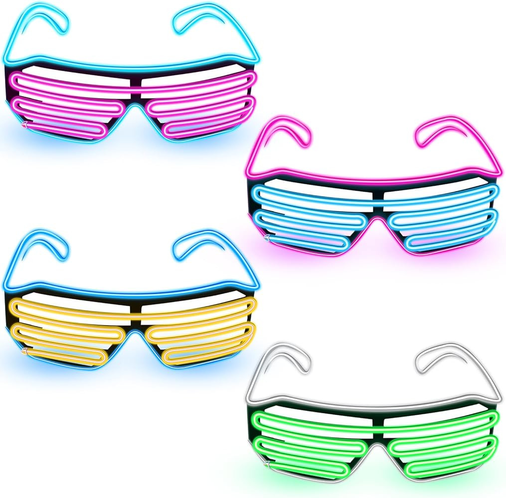 TOODOO Shutter Flashing Sunglasses Light Up Glasses LED Neon Rave Glasses Glow in the Dark Party ... | Amazon (US)