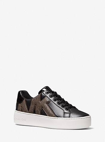 Poppy Logo and Faux Patent Leather Sneaker | Michael Kors US
