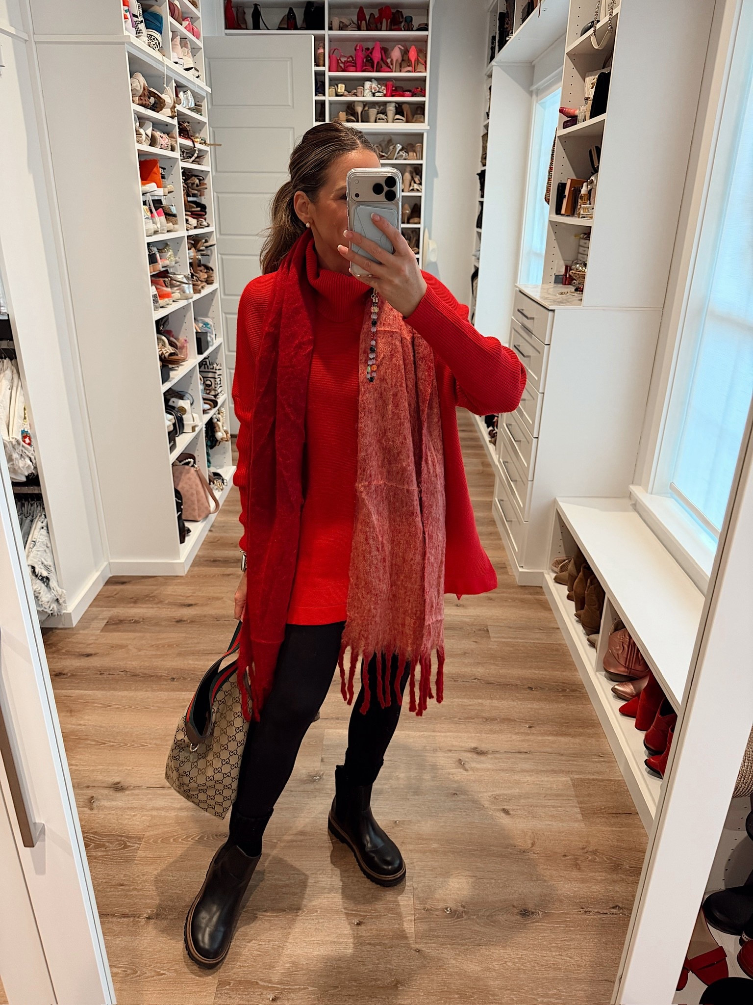 Today’s winter ootd! In a large turtleneck sweater, small leggings, scarf, ankle boots and accessories- fits tts.

#LTKootd #LTKHoliday #LTKFindsUnder50