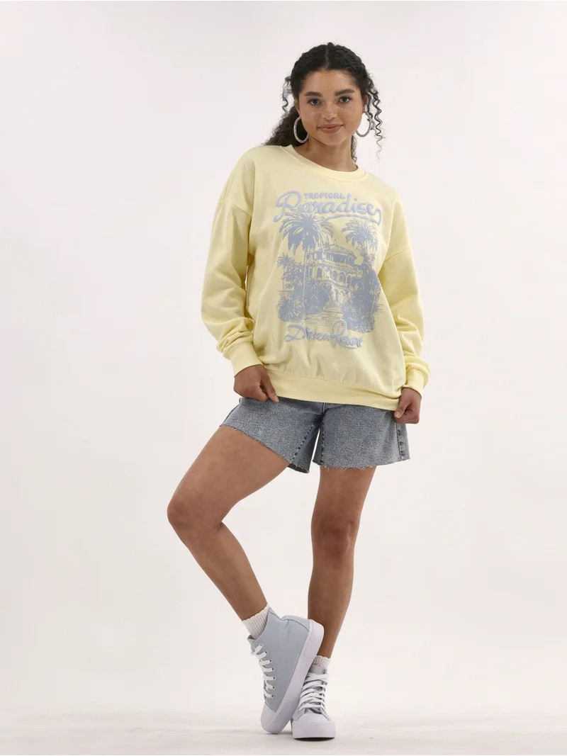 No Boundaries Oversized Graphic Crewneck Sweatshirt, Women's | Walmart (US)