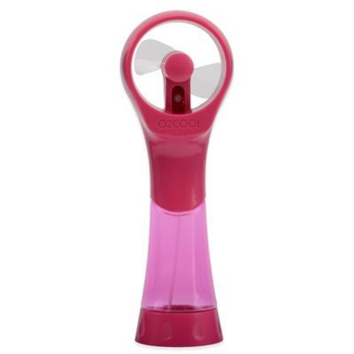 O2 COOL® Reverse Trigger Misting Fan in Raspberry | Bed Bath & Beyond