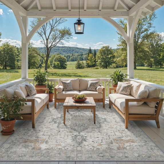 DEORAB Outdoor Rugs 5'X8' Chenille Patio Rug Three-Layer Material Imitation Silicone Spot Molding... | Walmart (US)