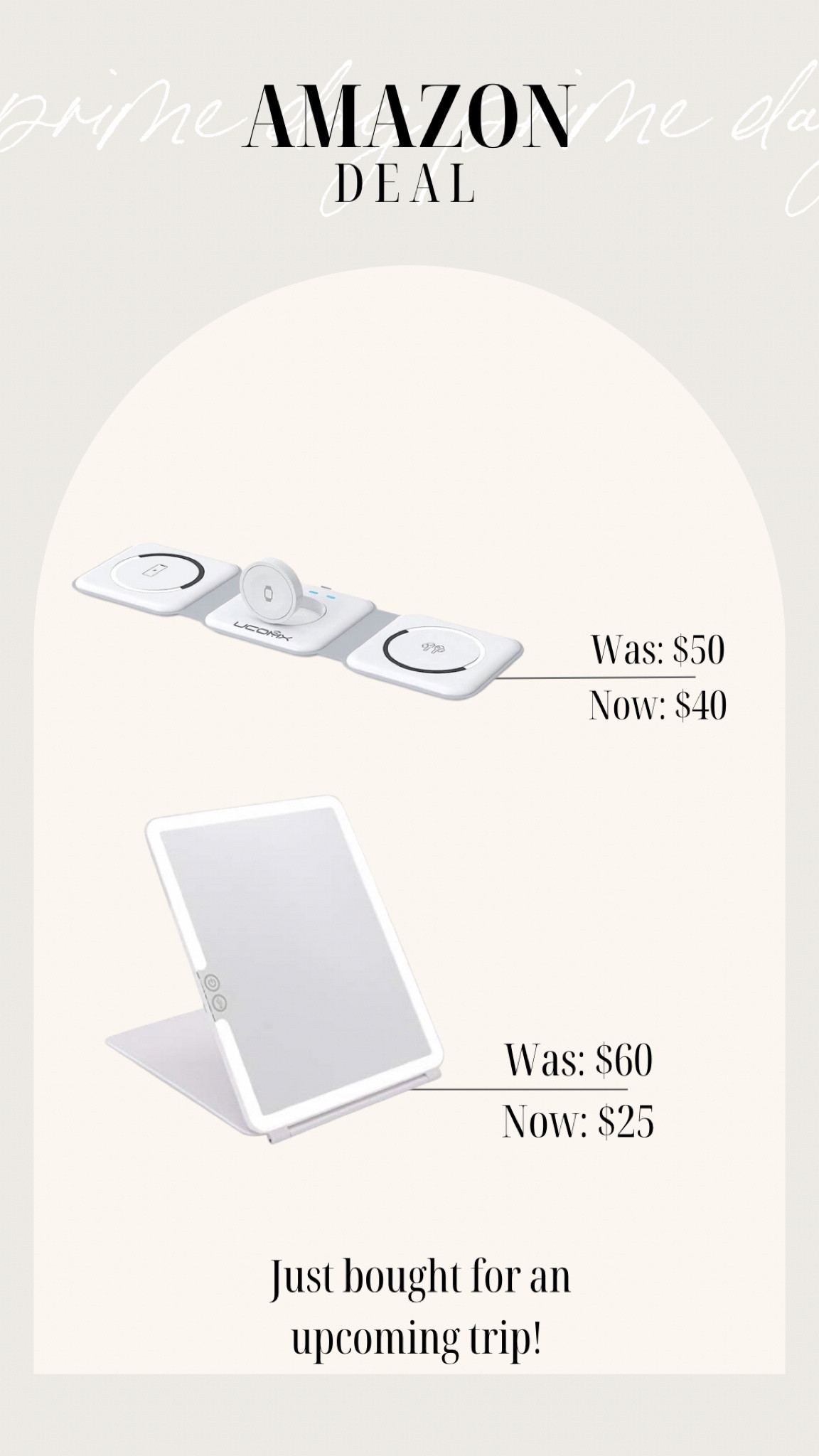 Prime Day Deal! 💙
This foldable makeup mirror is perfect for on the go when traveling! 
this charging station is perfect for charging multiple apple products at one time

prime day, amazon prime day 2023, prime day deals, travel accessories, travel mirror, charging station for apple, amazon prime

#LTKsalealert #LTKtravel #LTKxPrimeDay