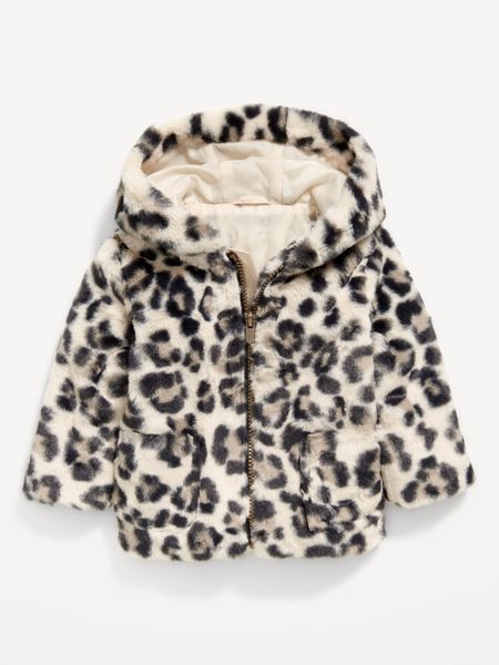 Faux-Fur Leopard-Print Hooded Zip Jacket for Baby | Old Navy (US)