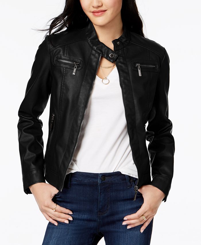 Jou Jou Juniors' Faux-Fur-Lined Moto Jacket & Reviews - Coats & Jackets - Women - Macy's | Macys (US)