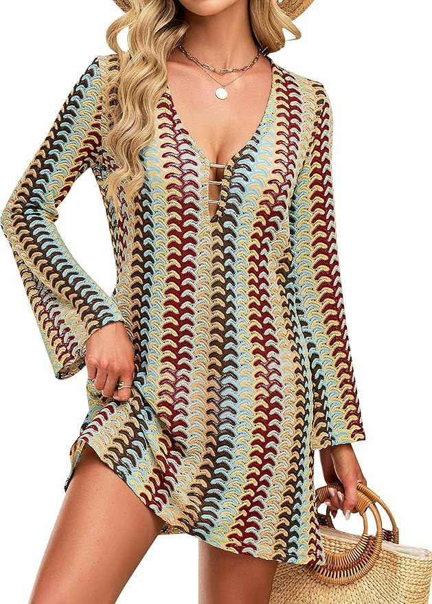 Blooming Jelly Women Beach Cover Ups Crochet Knit Swimsuit Coverup 2026 Summer Swimwear Bathing S... | Amazon (US)