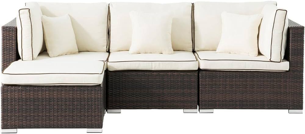 Saint Birch 4-Piece Rattan Sectional with Cushions and Accent Pillow | Amazon (US)