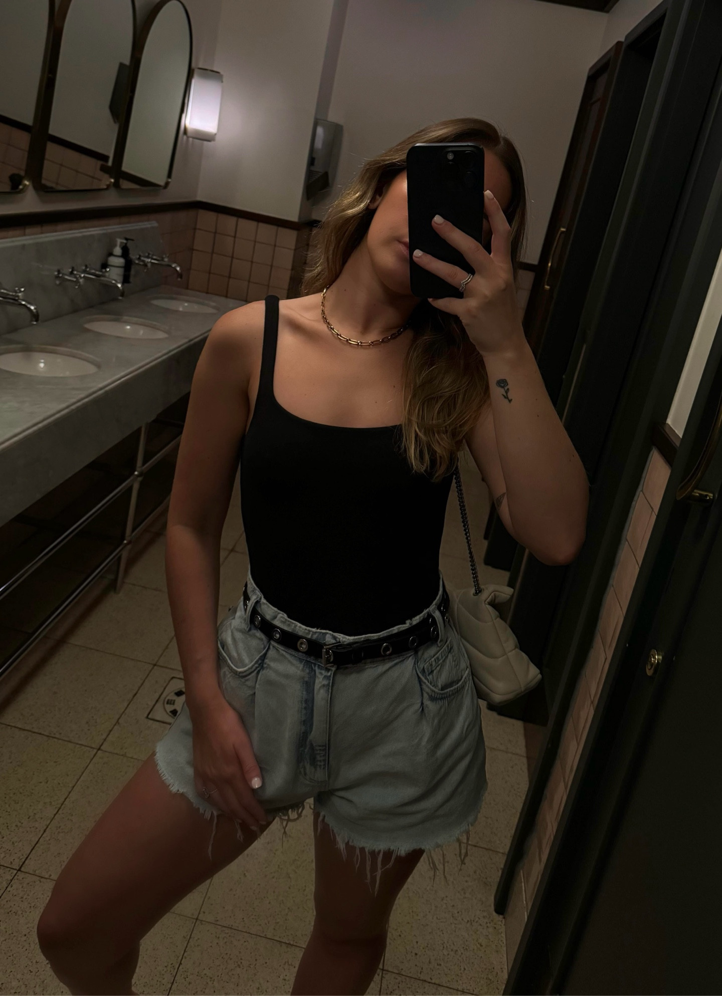 Black bodysuit Cotton On, high waisted shorts Levi’s, eyelet belt AllSaints, gold chain link Wolf&Badger, summer style, summer outfit, holiday outfit, jean shorts, classic outfit, minimalist stylee

#LTKsummer #LTKuk #LTKstyletip