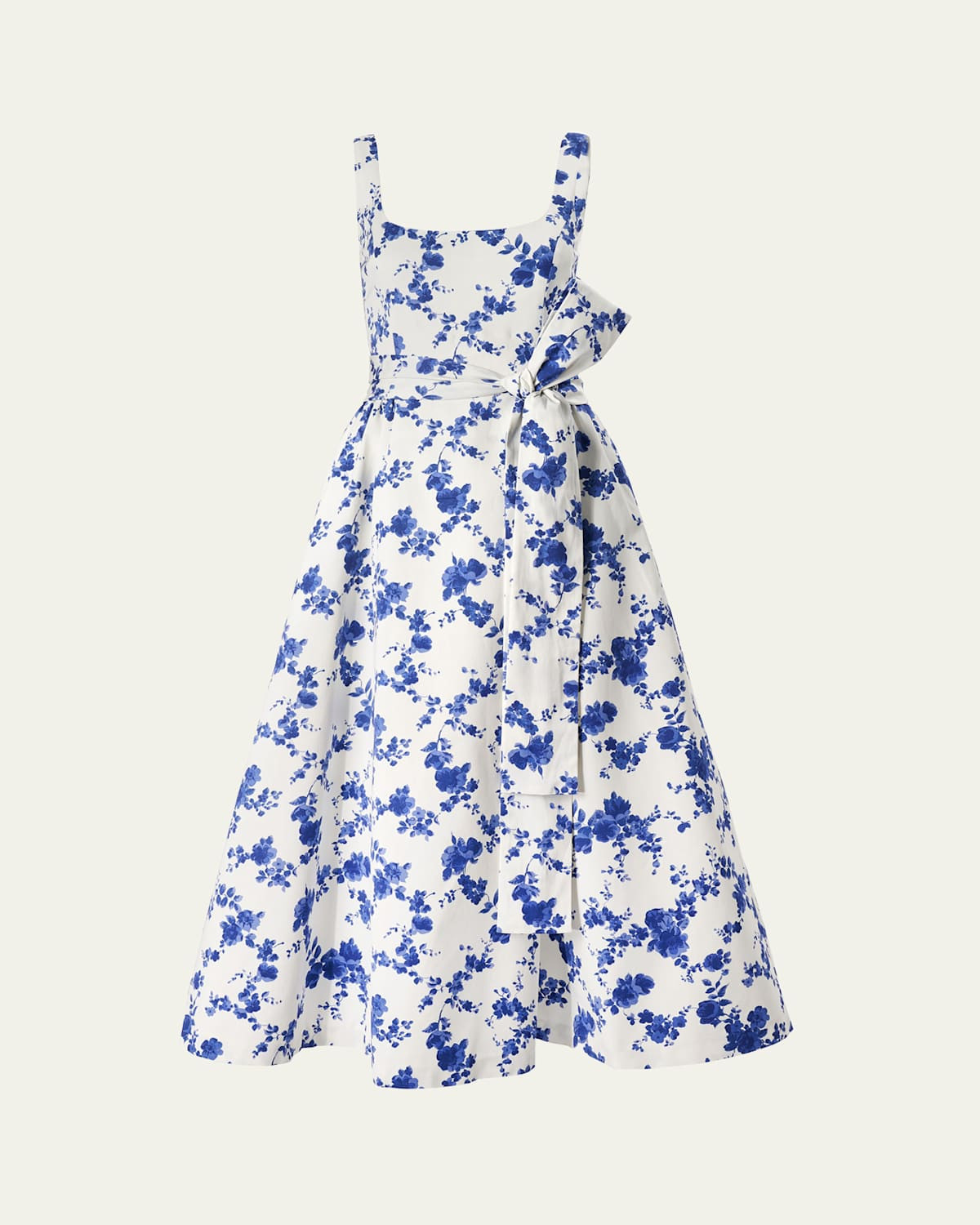Floral Scoop Neck Midi Dress with Sash | Bergdorf Goodman